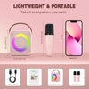 Machine Karaoké Portable Lumière LED Effets Changement de Voix avec 2 Microphones ROSE