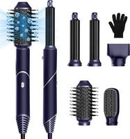 Air Brush Styler 5en1 Brosse Soufflante Chauffante Brushing Sèche-Cheveux Ionique Boucleur a Cheveux à Air Brosse à Lissante Embout de Sèche-cheveux Ensemble de Coiffure VIOLET