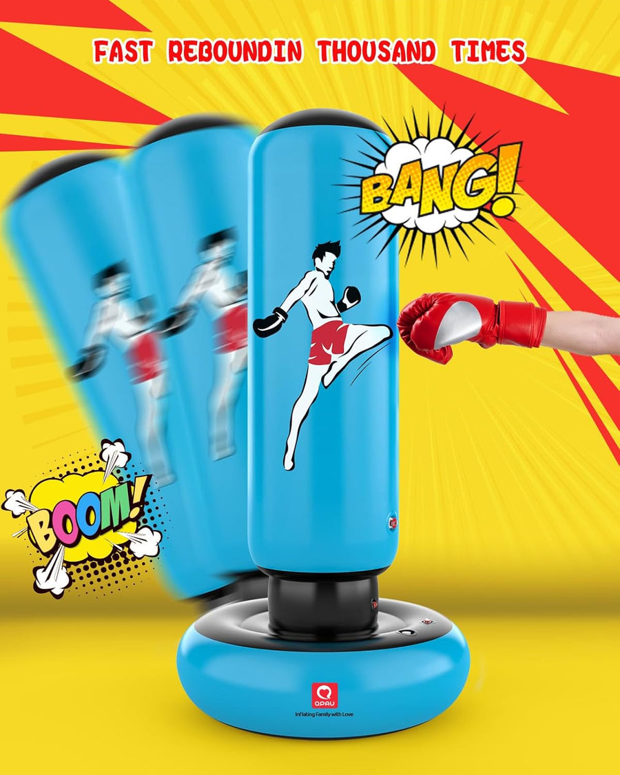 Sac De Frappe pour Enfants avec Gants De Boxe, 66 Pouces Sac De Boxe Gonflable pour Enfants, Cadeaux pour GarçOns Et Filles De 6 à 12 Ans, pour Pratiquer Karaté