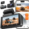 Dashcam Caméra embarquée 2,5 K 60 FPS 2,5 K + 1080P double caméra embarquée pour voiture avant arrière 5,8 GHz intégrée WiFi & GPS Carte 64 Go Écran tactile Capteur G Enregistrement