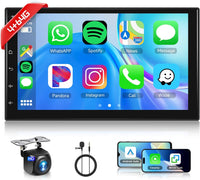 Autoradio 2 Din 4G+64G 7 Pouces Android, Écran Tactile Carplay sans Fil 2 Din Autoradio avec Android Auto Mirror Link GPS Navi Bluetooth WiFi/FM/RDS/EQ/SWC/USB Caméra de Recul