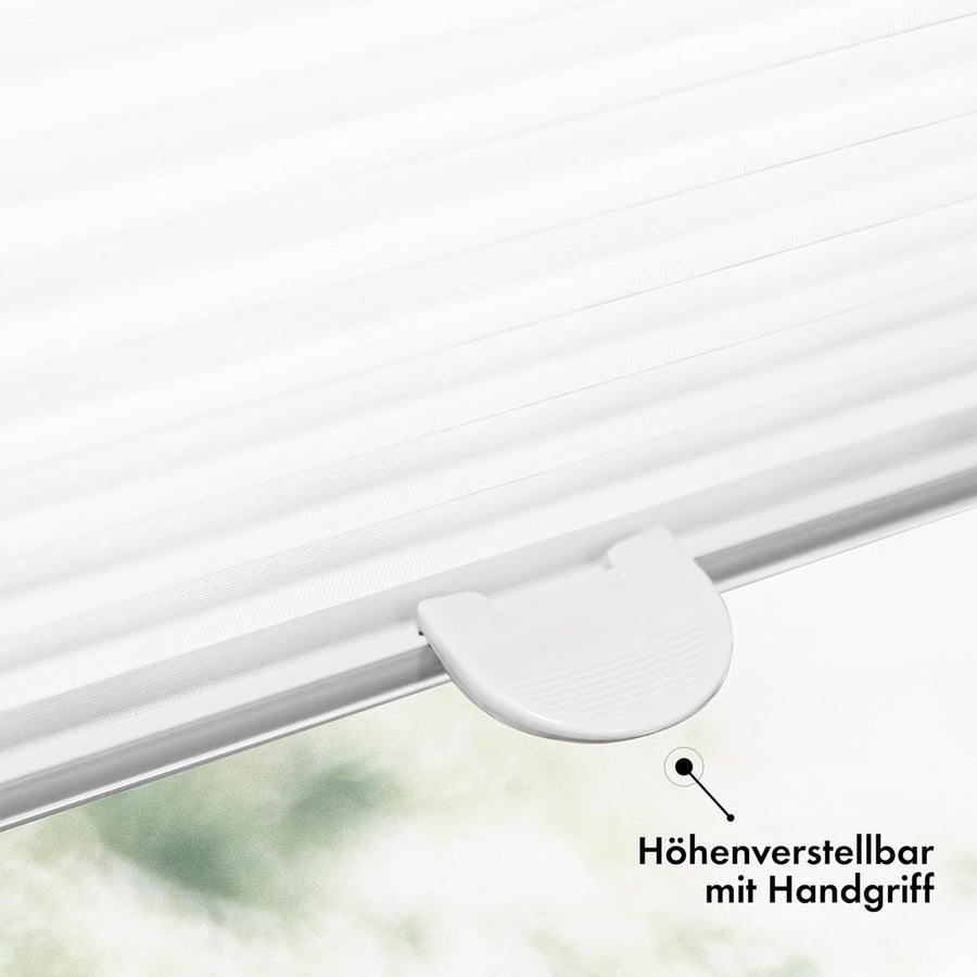 Lot de x2 Store Plissé Sans Perçage 50cm x 100cm Blanc pour Portes et Fenêtres Opaque Protection Vie Privée Protection Solaire Prêt à l'Emploi Enrouleur