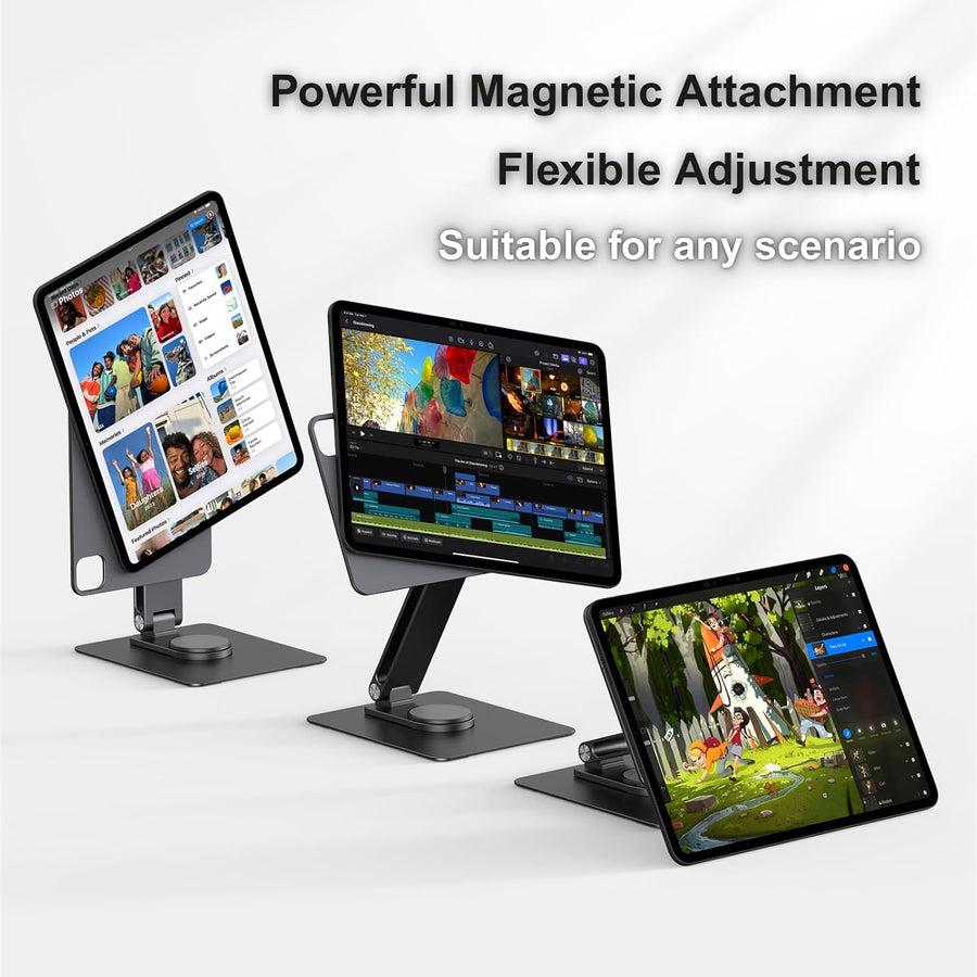 Support magnétique pour iPad avec Chargement sans Fil 18 W, Support Rotatif à 360° en Aluminium pour iPad Pro M4 13 Pouces, Support de Bureau réglable (M4-13 Pouces)