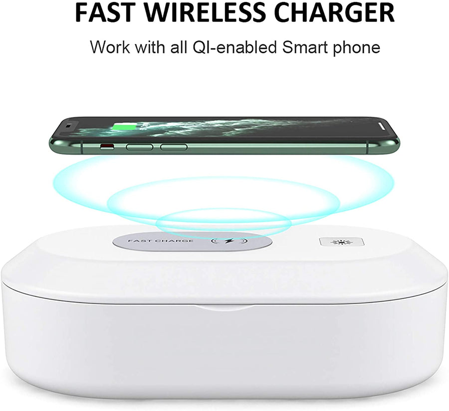 Boite Sterilisateur UV LED Bacterie Virus Chargeur Induction Portable Smartphone