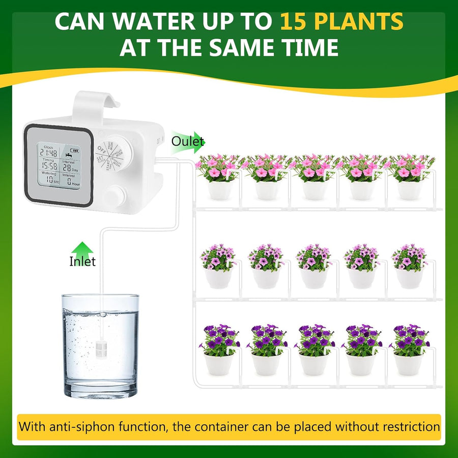 Kit Arrosage Automatique avec Tuyau 2000mAh Goutte à Goutte pour Plate-Bandes, terrasse, Jardin ou Plantes