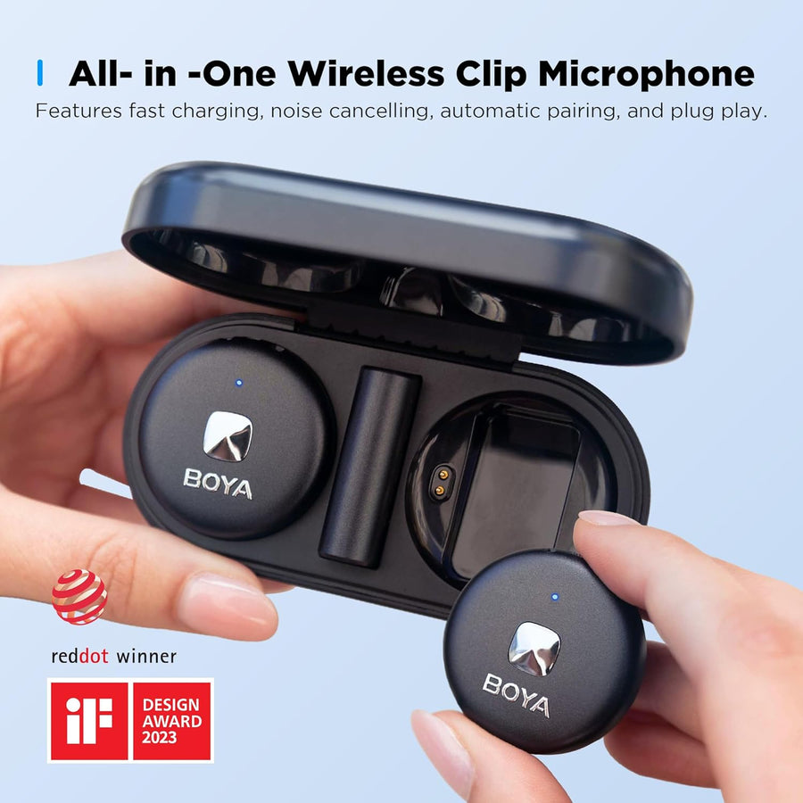 Microphone Sans Fil à Revers Magnétique Antibruit Etui de Chargement Sans Fil Transmission 50m Prise IOS