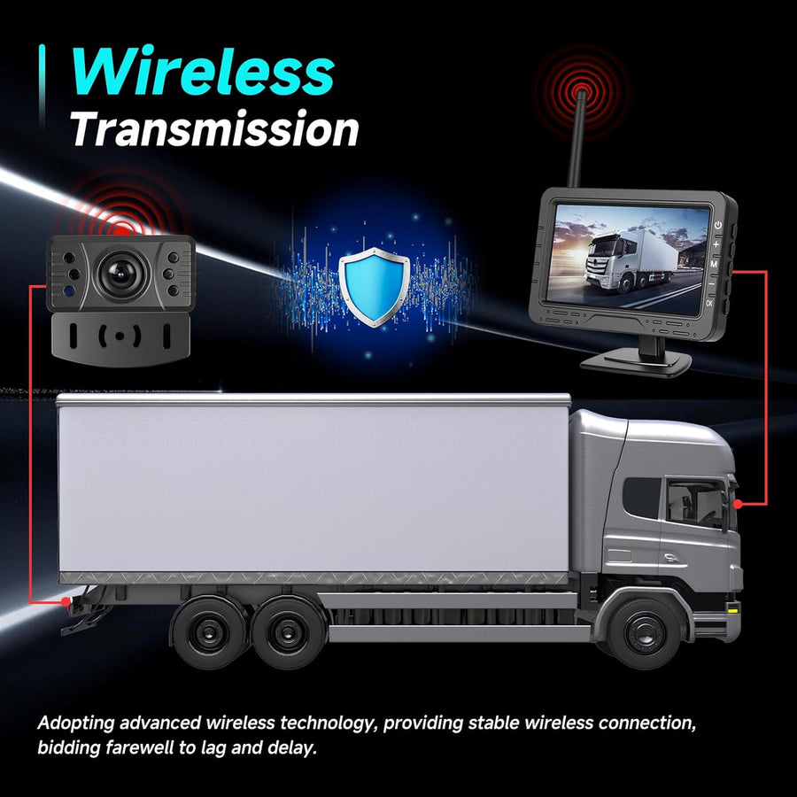 Caméra de Recul Sans Fil, 4.3 Pouces HD IPS Moniteur IP69 Imperméable Vision Nocturne, Grand Angle/Aide au Recul/Image Flip Caméra de Recul pour Camping Car Caravane Camions Remorques