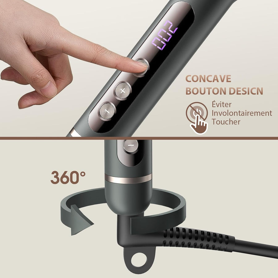 Brosse Lissante Pour Cheveux Ionique Lisseur Cheveux, Peigne Chauffant Professionnel Peigne de fer à lisser avec 9 Réglages de Température et Écran LCD