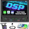 Autoradio 1 Din CarPlay avec Écran Tactile de 8 Pouces, Radio 1DIN avec Carplay Android Auto sans Fil FM AM Dual-USB SWC Mirror Link avec Caméra de Recul + MIC