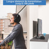 Casque Bluetooth Sans Fil TV Transmetteur Socle Chargement Autonomie 50H Longue Portée NOIR