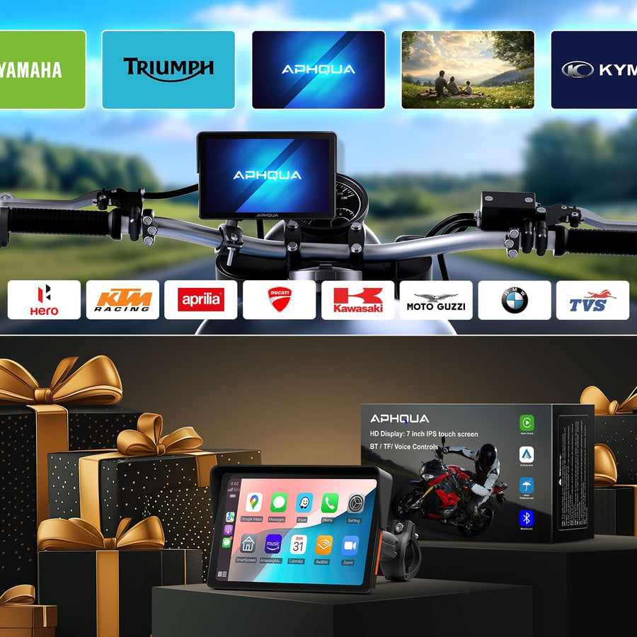 Écran CarPlay sans Fil pour Moto actile Étanche De 7", Portable CarPlay Et Android Auto pour Moto, Prend en Charge Bluetooth Trans, Navigation GPS
