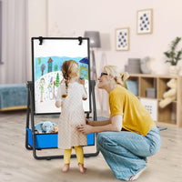 Chevalet Enfant Double Face Réglable 360° - Tableau Blanc & Noir avec Pince à Dessin - Cadeau Créatif