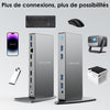 Station d'accueil Displaylink, Station d'accueil Universelle USB C avec 2 × HDMI & DP, Ethernet Gigabit, 6 × USB 3.0, Audio, Microphone, Compatible avec Mac OS et Windows