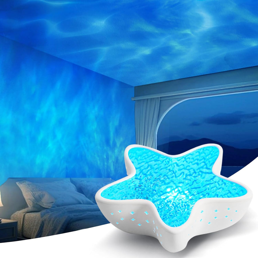 Projecteur de ciel étoilé à LED avec effet aurore - Lampe lumière polaire pour enfants et adultes - Veilleuse à vagues d'eau avec intensité variable en continu - Projecteur étoile de mer
