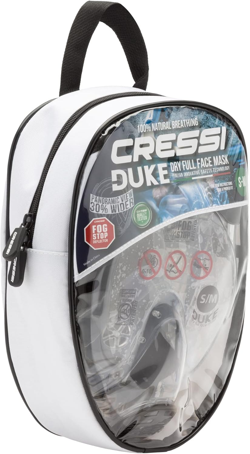 Cressi Duke Masque Complet Intégral Snorkeling Tuba Dry Mixte Adulte Taille M/L TRANSPARENT/NOIR