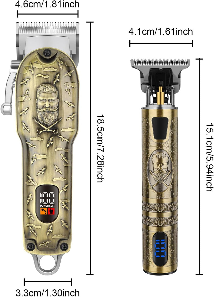Kit tondeuse à cheveux et tondeuse à barbe, rechargeable par USB, avec 8 peignes guides et écran LED