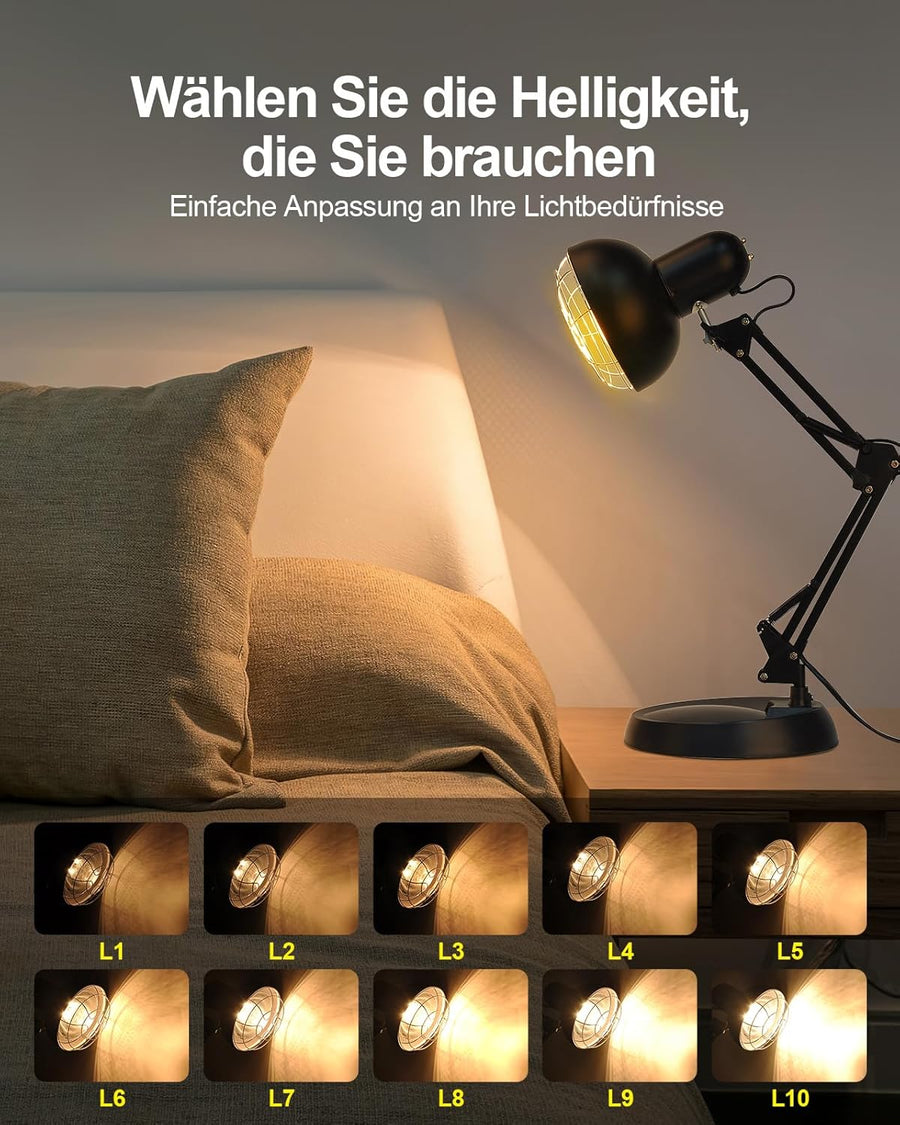 lampe Chauffante Non Rayonnante 150W Physiothérapie Emotionnelle SAD Température Réglable avec Minuterie