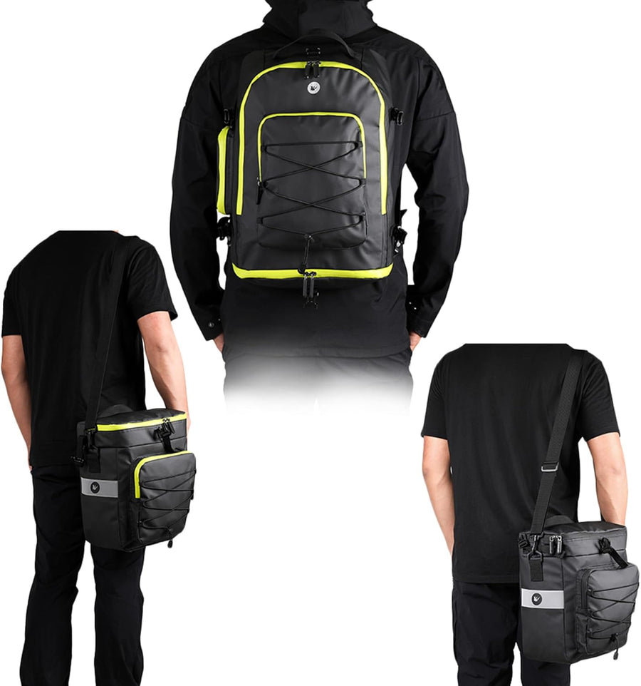 Sacoche Vélo Porte-Bagage Arrière 75L Sac à Dos Velo 3 en 1 avec Couverture Imperméable et Bandoulière Sac Velo Siège Étanche