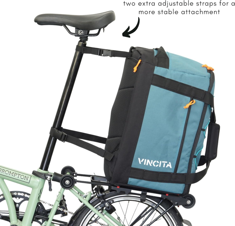 Sac de voyage BDR pour vélo pliable – Sac à dos, sac de sport, sac de rangement combiné avec KLICKfix UniKlip 2.0 37L | résistant à l'eau MARRON