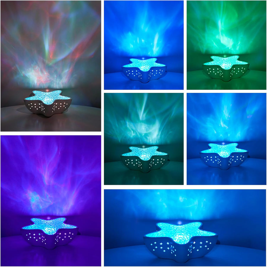 Projecteur de ciel étoilé à LED avec effet aurore - Lampe lumière polaire pour enfants et adultes - Veilleuse à vagues d'eau avec intensité variable en continu - Projecteur étoile de mer