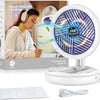 Ventilateur de Table avec Lumière LED Réglable 4 Vitesses Pliable et Suspendu 360 ° Rotation