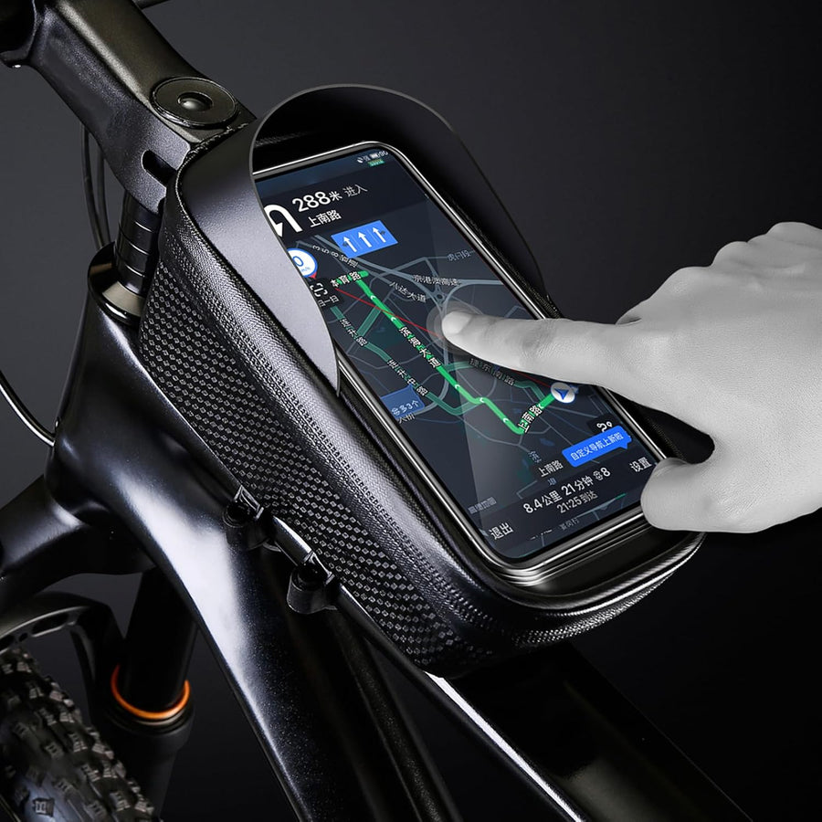 Sacoche Cadre de Vélo Guidon Etanche Téléphone Portable Fermeture Rapide Ecran Tactile Sensible en TPU pour Smartphone Jusqu'à 6,8"
