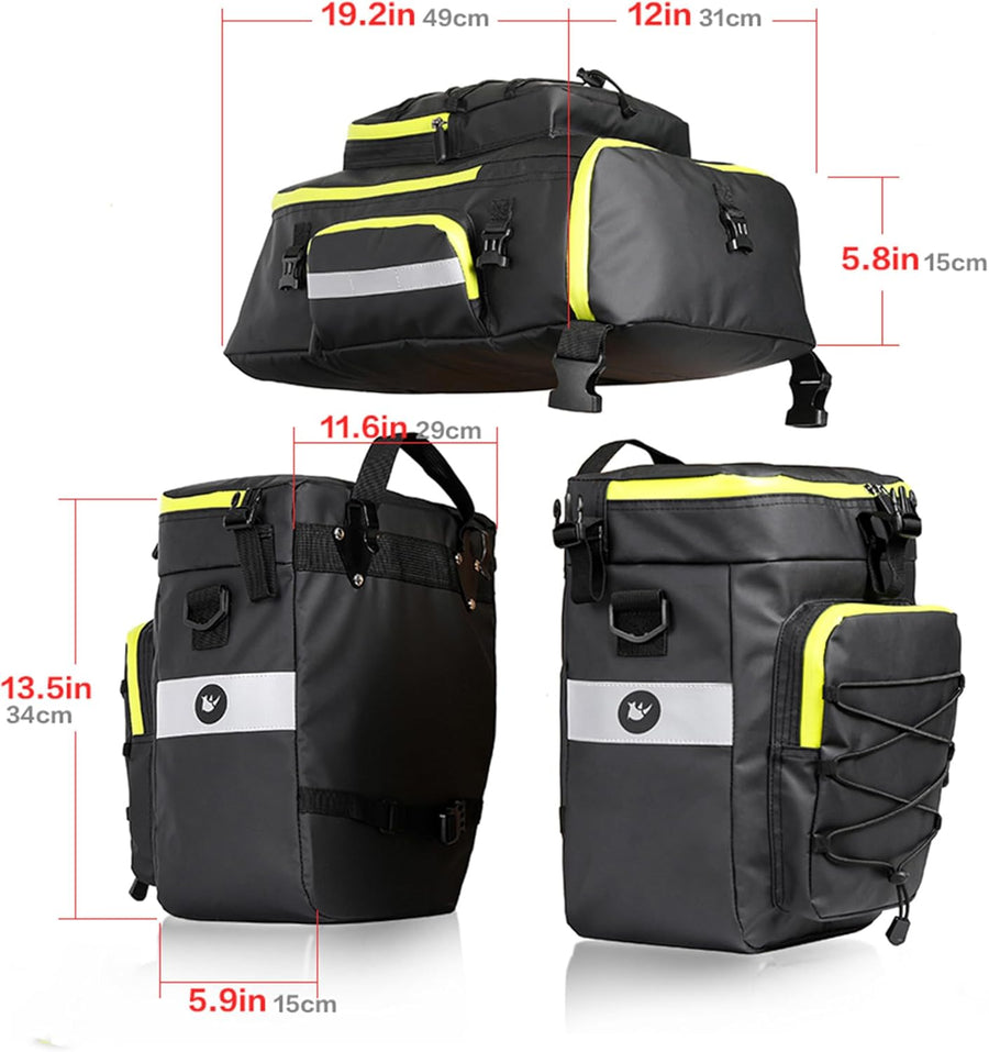 Sacoche Vélo Porte-Bagage Arrière 75L Sac à Dos Velo 3 en 1 avec Couverture Imperméable et Bandoulière Sac Velo Siège Étanche