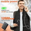 Gilet Chauffant Sans Manche Hiver Double Contrôle Prise USB Batterie Incluse 12000mAh Taille L