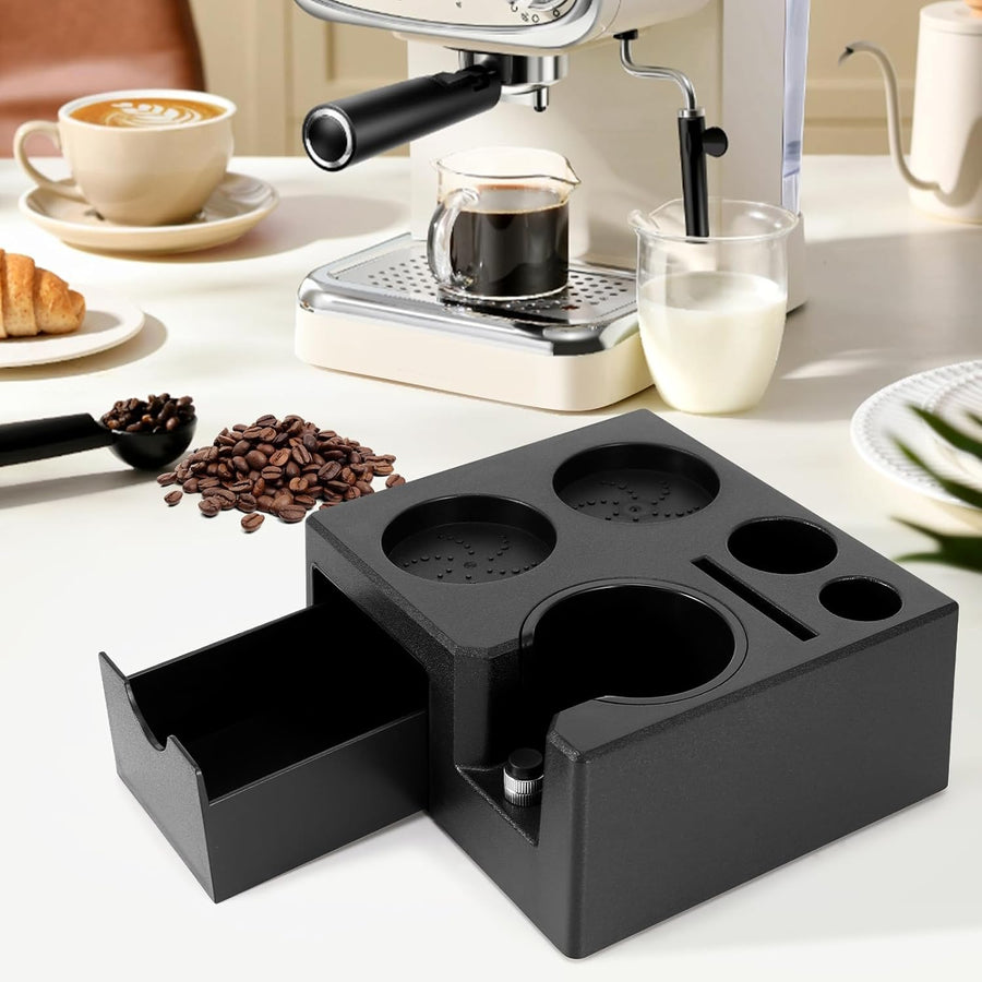 Station de Bourrage D'espresso, Boîte à Expresso Amovible et Station de Bourrage, Organisateur D'espresso 10 en 1 Compatible avec Les Presse Expresso 51, 54, 58 mm