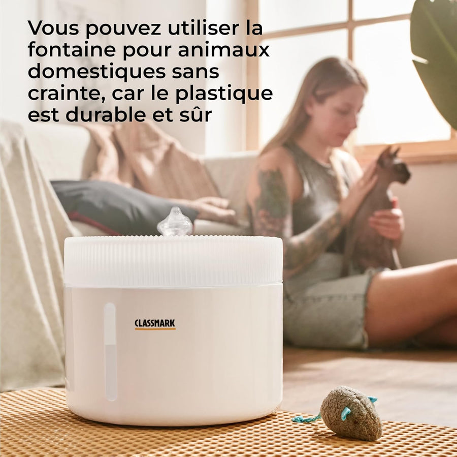 Fontaine a Eau Chat 2L Distributeur Eau Chat Couches de filtrage BLANC
