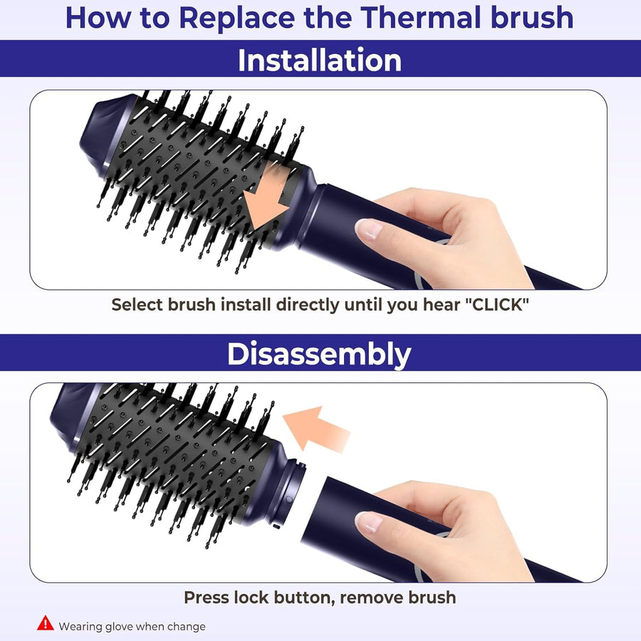 Air Brush Styler 5en1 Brosse Soufflante Chauffante Brushing Sèche-Cheveux Ionique Boucleur a Cheveux à Air Brosse à Lissante Embout de Sèche-cheveux Ensemble de Coiffure VIOLET