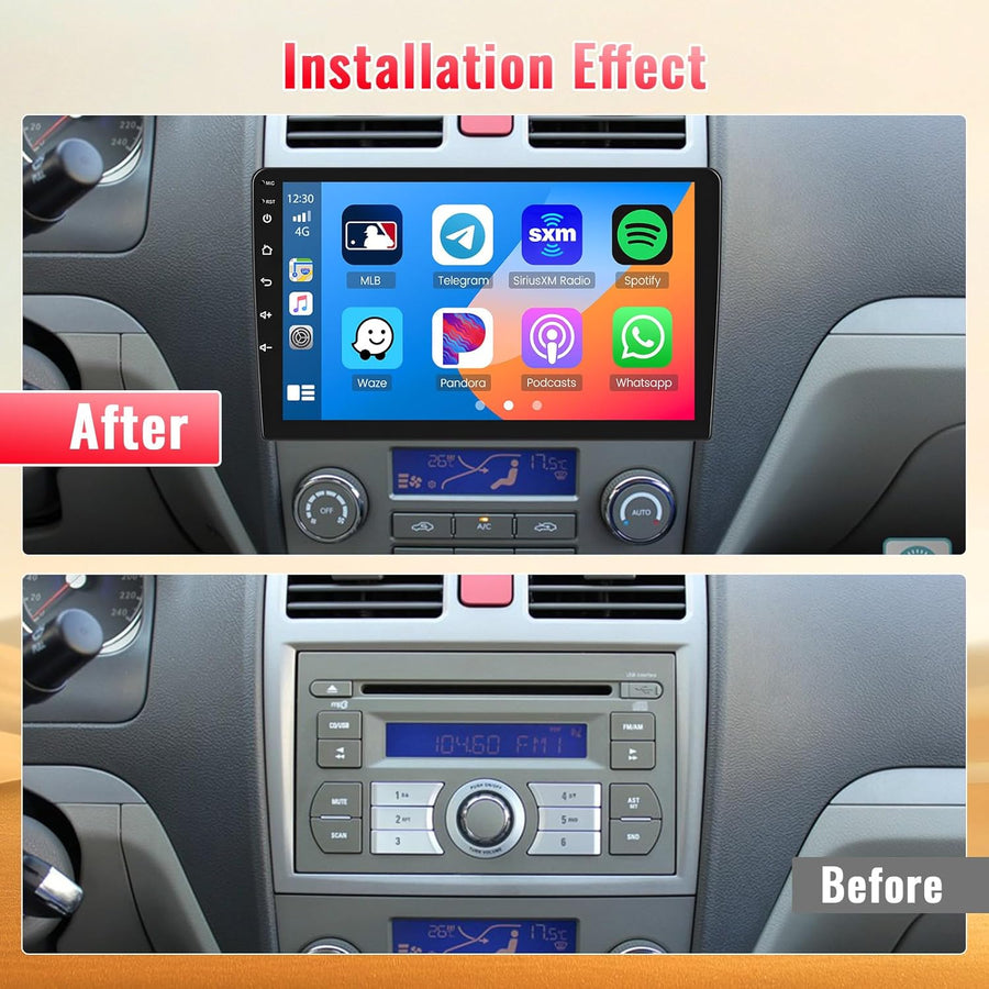 Autoradio 8Cores 4G+64G Android 15 2Din avec Carplay Android Auto sans Fil, Écran Tactile de 9" avec Modèle de Voiture 3D WiFi GPS BT FM/RDS DSP SWC Caméra de Recul MIC