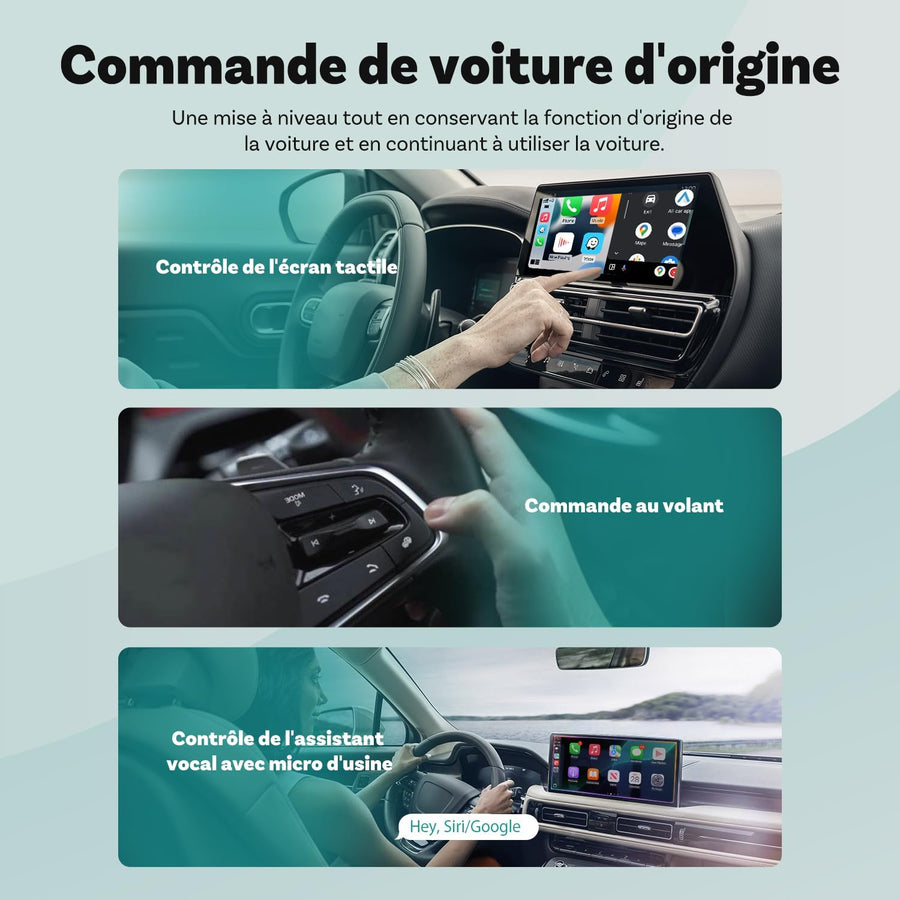 Adaptateur sans Fil Android Auto et Carplay Brancher et à Jouer WiFi 5,8 GHz, Conversion Filaire en Dongle Carplay sans Fil Voitures Compatibles avec AA Filaire et CP