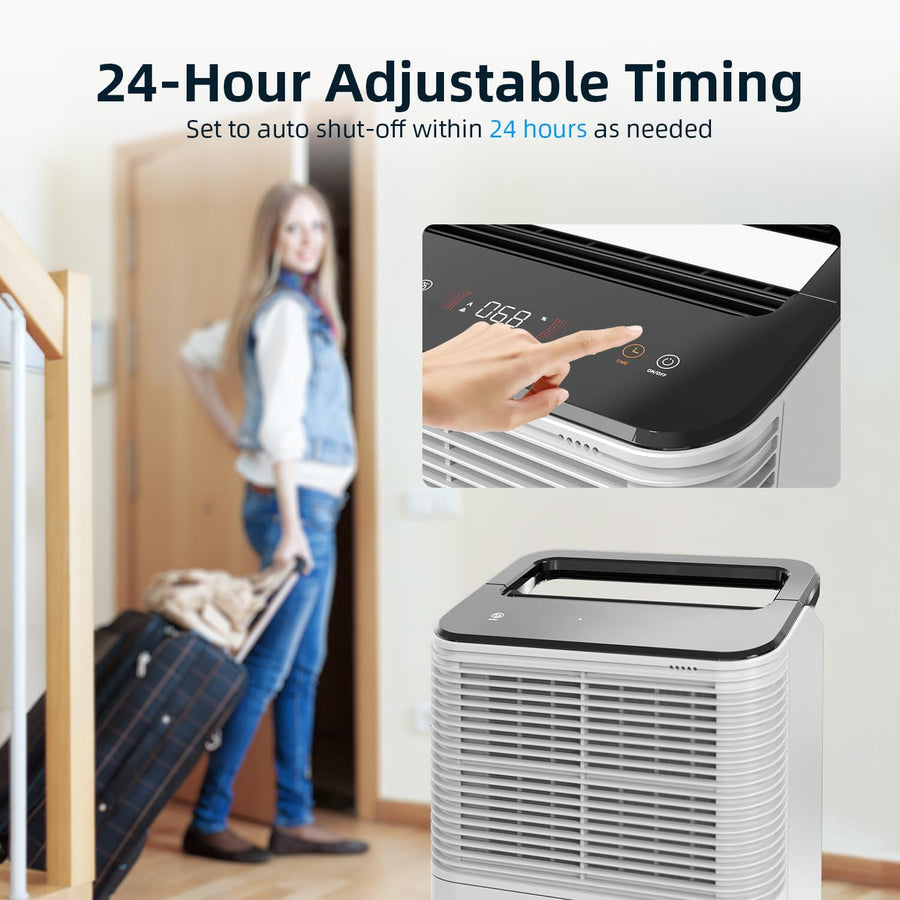 Déshumidificateur d'Air 16L/jour Ultra-silencieux, Contrôle Central Intelligent, Mode AUTO, Indicateur d'humidité, Minuterie 24H, Plus Puissant, Plus Efficace