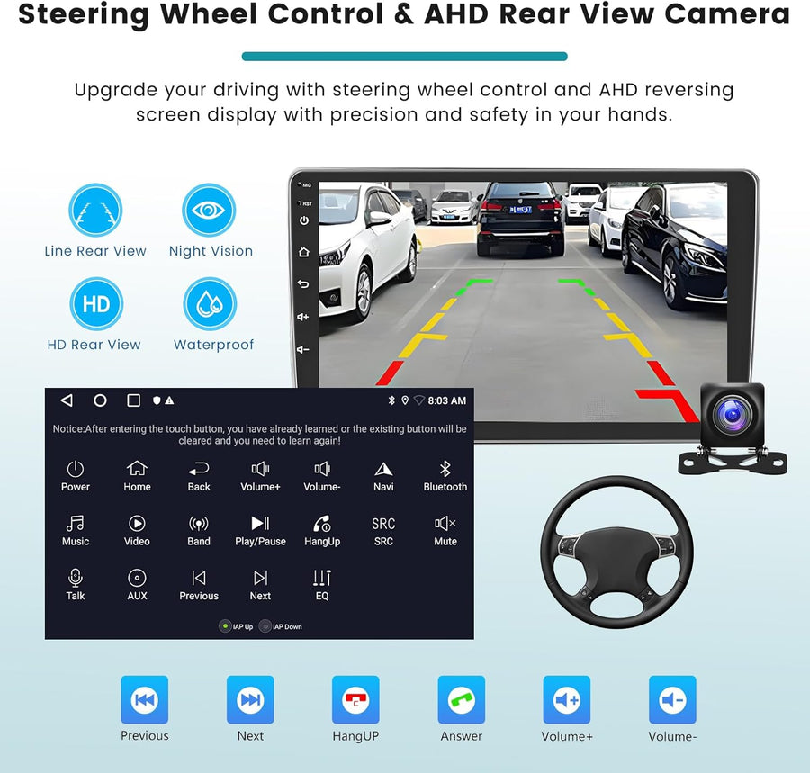 Autoradio 2G+64G pour Renault Clio 3 2005-2014 avec Carplay Android Auto, 9 Pouces Écran Tactile Android 15 Radio avec Lien Miroir FM/RDS EQ WiFi Bluetooth GPS SWC Caméra