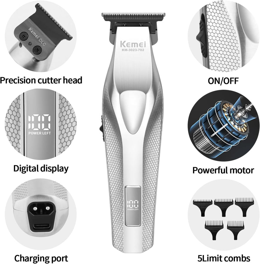 Tondeuse à cheveux professionnelle pour homme, tondeuse à barbe sans fil sans fil, tondeuse de barbier rechargeable par USB