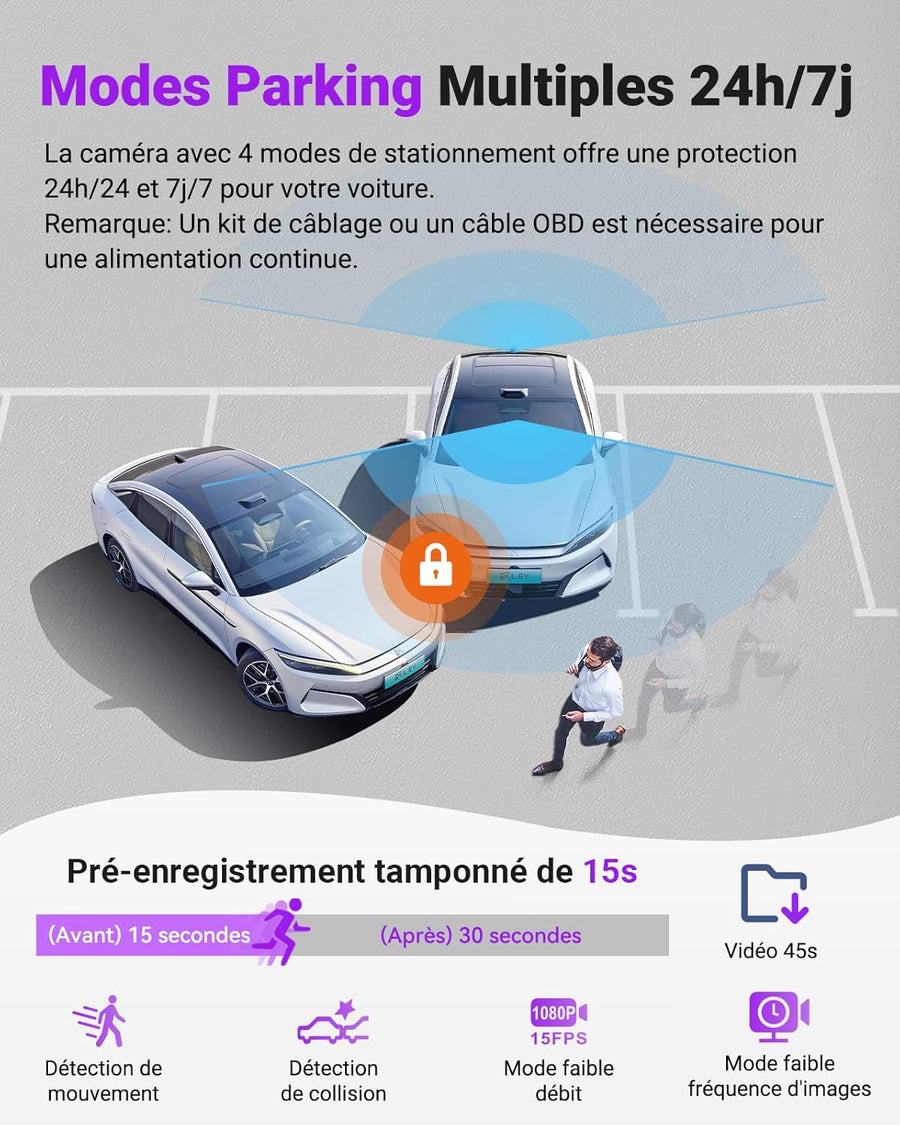Dashcam Voiture S1 Pro Max 4K+2.5K Starvis 2 Avant et Arrière, Caméra embarquée 5G Wi-FI Dash Cam GPS 360°HDR Tampon Surveillance de stationnement,Contrôle Vocal FrançaisLTE en Option Max 1To