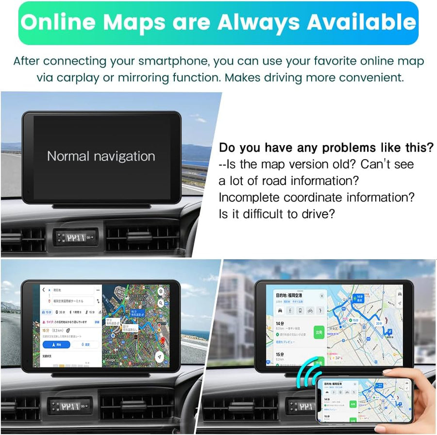 Autoradio 7" Écran Tactile HD avec CarPlay sans Fil, Android Auto, AirPlay, PhoneLink – Compatible iOS et Android