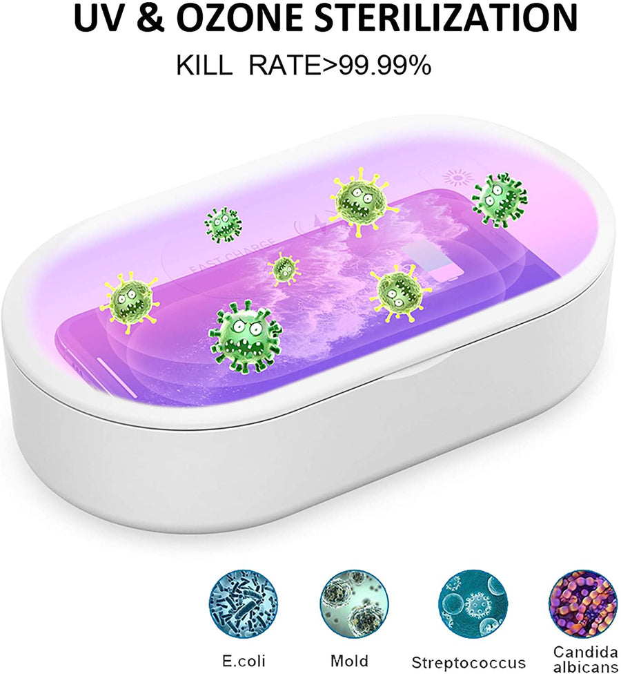 Boite Sterilisateur UV LED Bacterie Virus Chargeur Induction Portable Smartphone