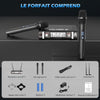Micro sans Fil UHF, Set de 2 Microphones à Main Dynamiques en Métal, Auto Scan, Portée 120 m, Récepteur Double Canal, Idéal pour Chant, Karaoke, Fête, DJ, Église – K120 NOIR