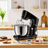 Batteur Sur Socle, 5.5 Qt, 10 Vitesses, TêTe Inclinable, Batteur De Cuisine Avec Bol En Acier Inoxydable, Crochet à Pâte, Fouet, Batteur, Séparateur De Blancs D'Œufs NOIR