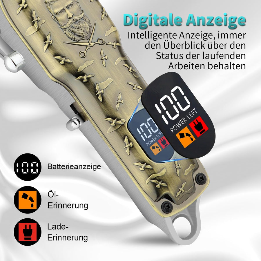 Kit tondeuse à cheveux et tondeuse à barbe, rechargeable par USB, avec 8 peignes guides et écran LED