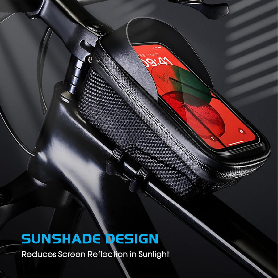 Sacoche Cadre de Vélo Guidon Etanche Téléphone Portable Fermeture Rapide Ecran Tactile Sensible en TPU pour Smartphone Jusqu'à 6,8"
