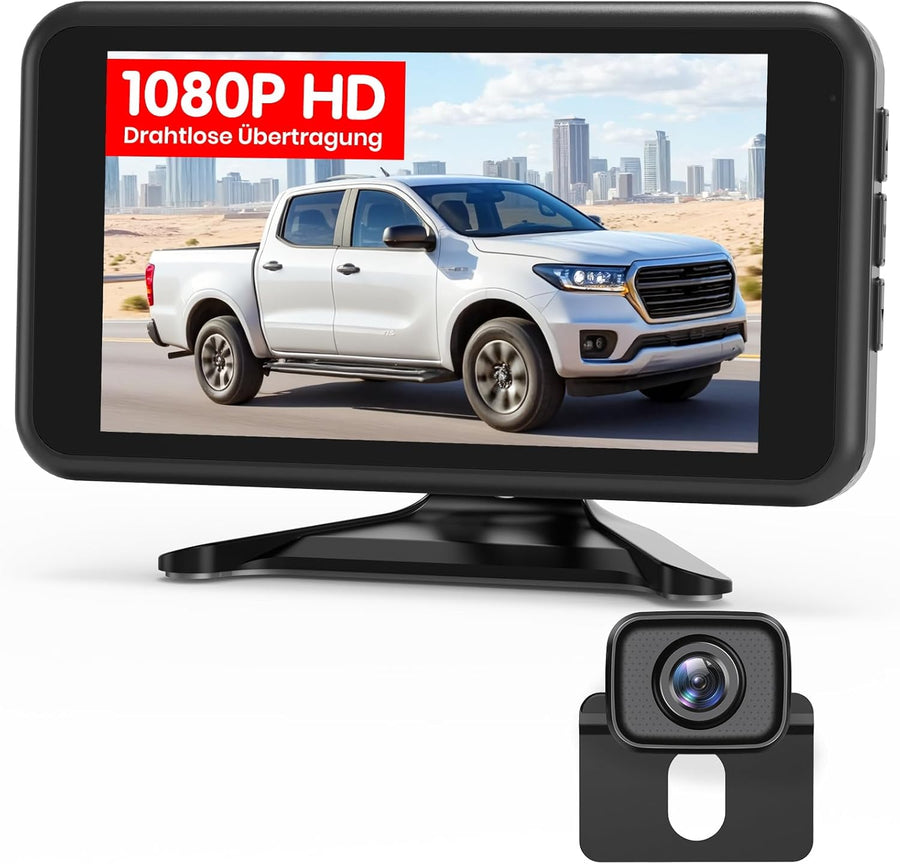 Caméra de Recul sans Fil : Écran 5" 1080P, Double Canal, Installation Rapide, Signal Numérique Stable, IP69K Étanche & Vision Nocturne, pour Voiture, SUV, Camping-Car, Remorque