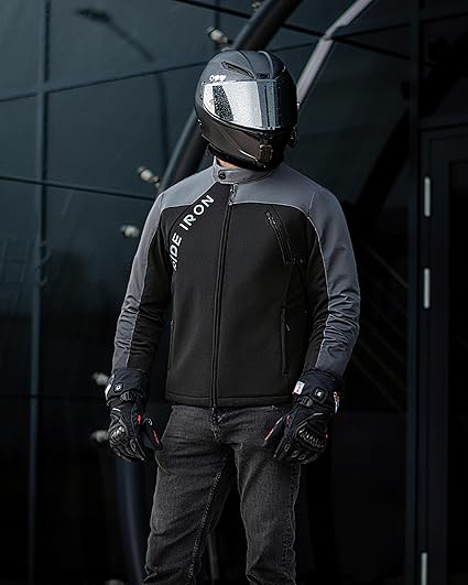 Blouson Moto Homme Taille L avec Protections CE – Logo Réfléchissant, 4 Poches, Veste Moto 4 Saisons Respirante avec Doublure Thermique Amovible et Fermetures d’Aération NOIR
