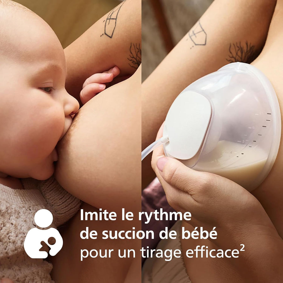 Philips Avent Kit Tire-lait électrique moteur de qualité hospitalière, imite le rythme de succion de bébé, jusqu'à 85 aspirations par min, 6 téterelles et 8 inserts, SCD553/11