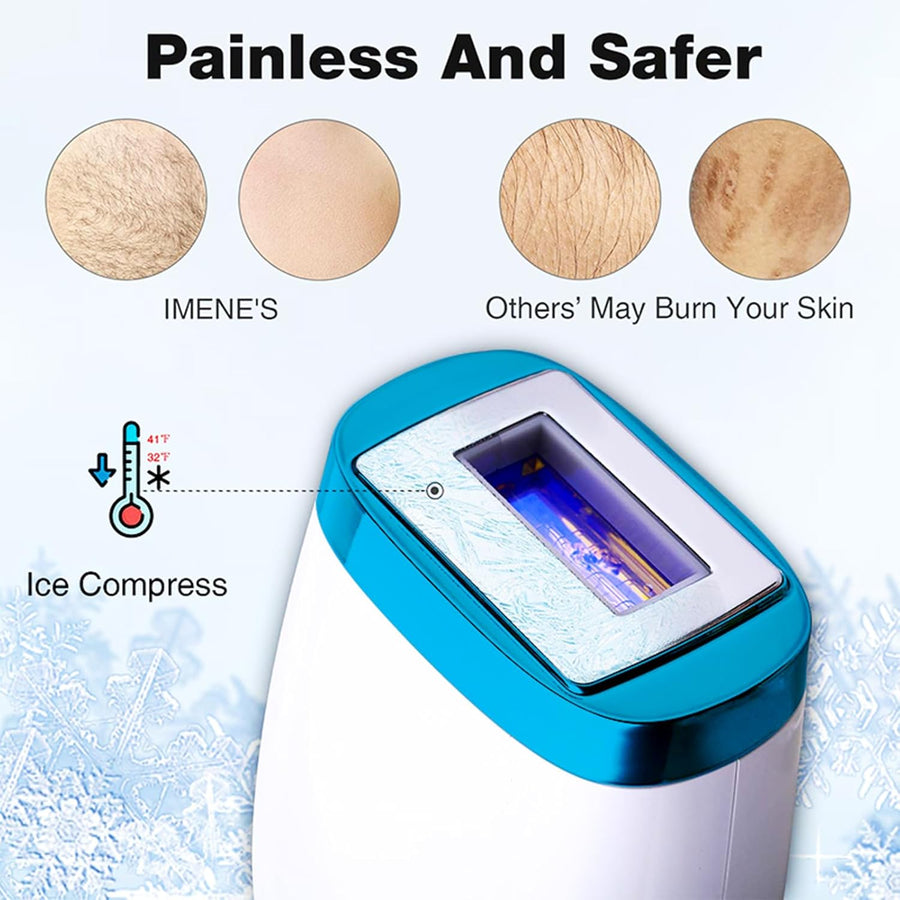 Epilateur Lumiere Pulsee, 500 000flashs, 8,2 J à 15,33 J, Refroidissement Par Glaçons Epilation Definitive Indolore Pour Tout Le Corps BLEU