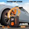 Gonfleur pneus Voiture, Compresseur à Air Portatif , Mini Compresseur Voiture Portable Electrique pompe a velo, Inflator Affichage Numérique et Lumière LED Vélos Motos Ballons Flexible de 15 cm