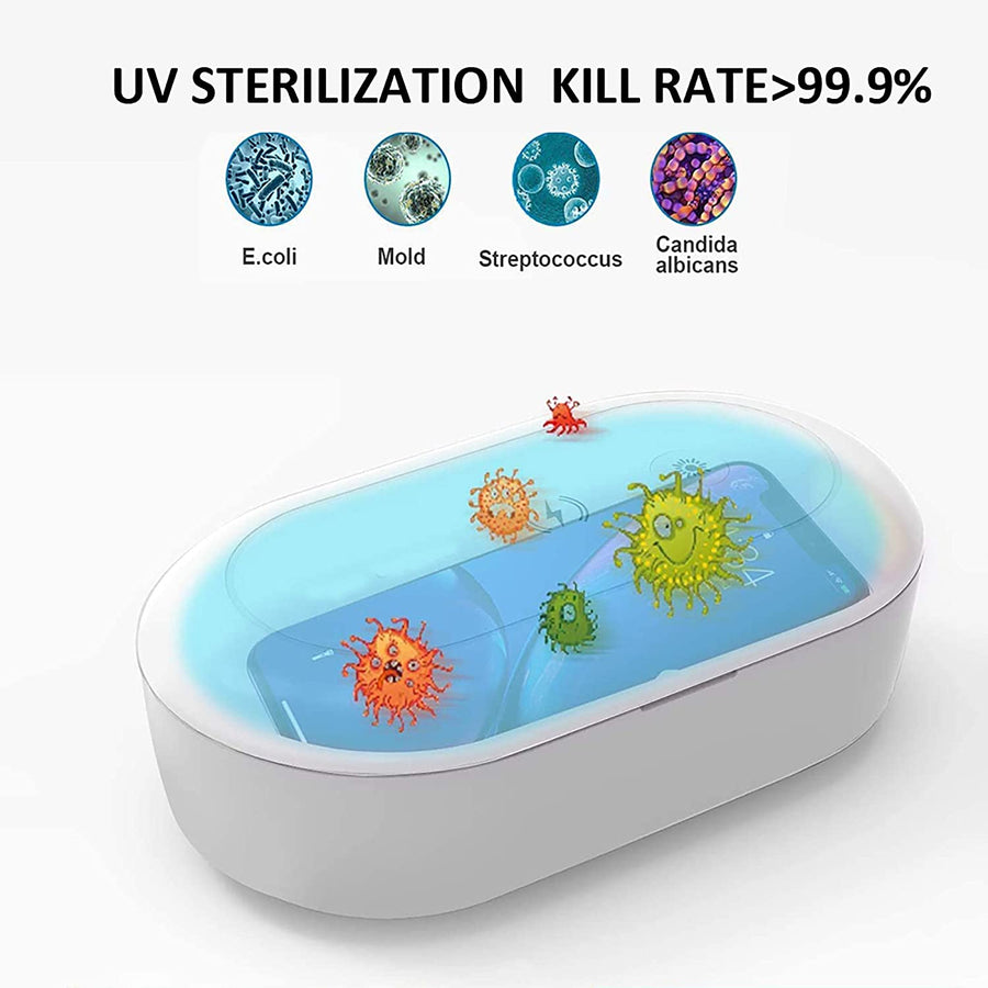 Boite Sterilisateur UV LED Bacterie Virus Chargeur Induction Portable Smartphone