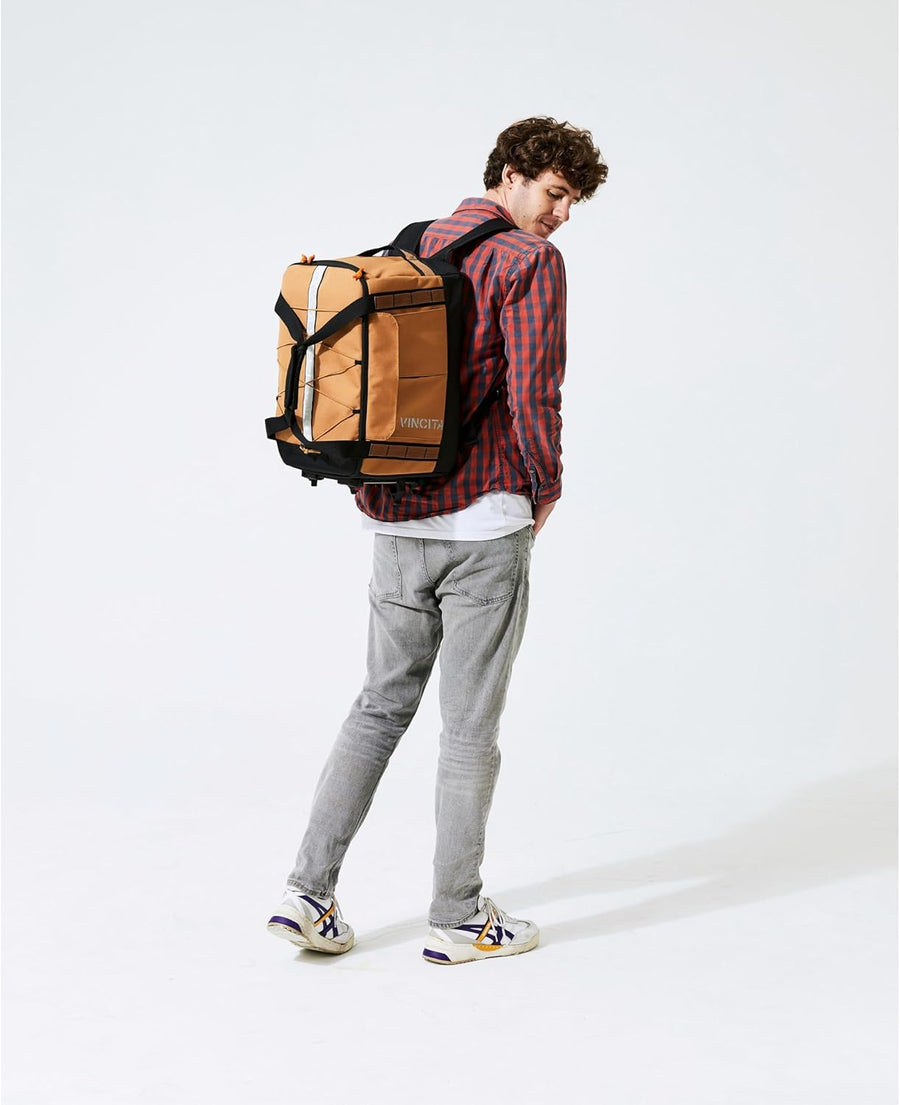 Sac de voyage BDR pour vélo pliable – Sac à dos, sac de sport, sac de rangement combiné avec KLICKfix UniKlip 2.0 37L | résistant à l'eau MARRON